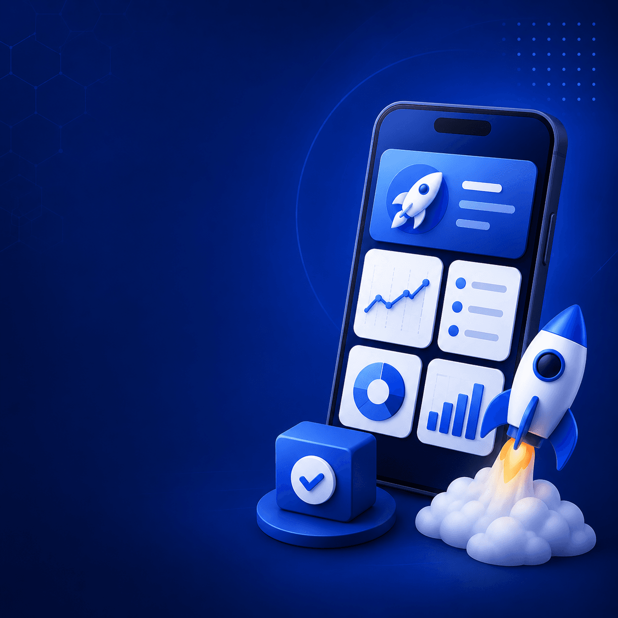 MVP development — mobile app with analytics and launch visuals